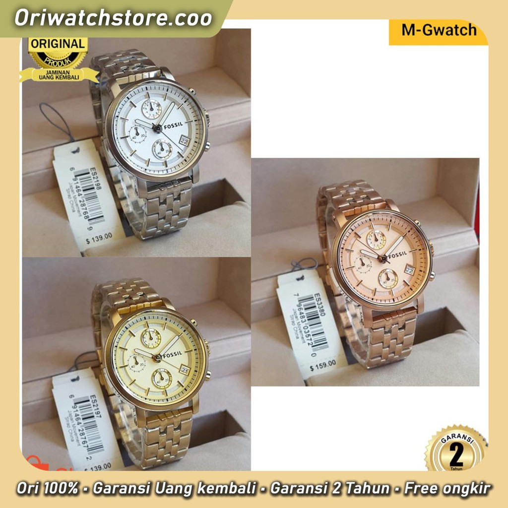 TERLARIS FOSSIL JAM TANGAN WANITA SERIES BOYFRIEND ES2198 ES2197 ES3380 SIZE 38MM BOX ORI