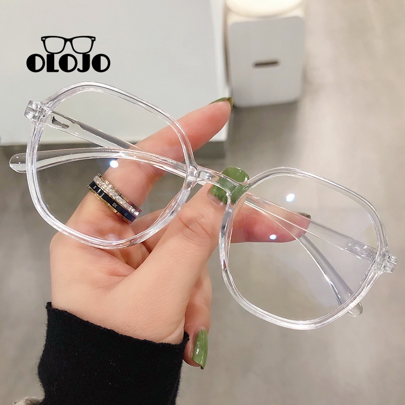 Kacamata Anti Radiasi Wanita Gradient Transparent Black Frame Anti Blue Light Clear Lens Glasses for Women Retro Eyewear OLOJO