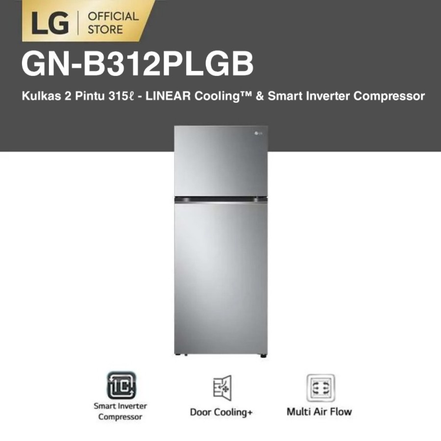 LG GN-B312PLGB Kulkas 2 Pintu 315 Liter LINEAR Cooling™ Smart Inverter