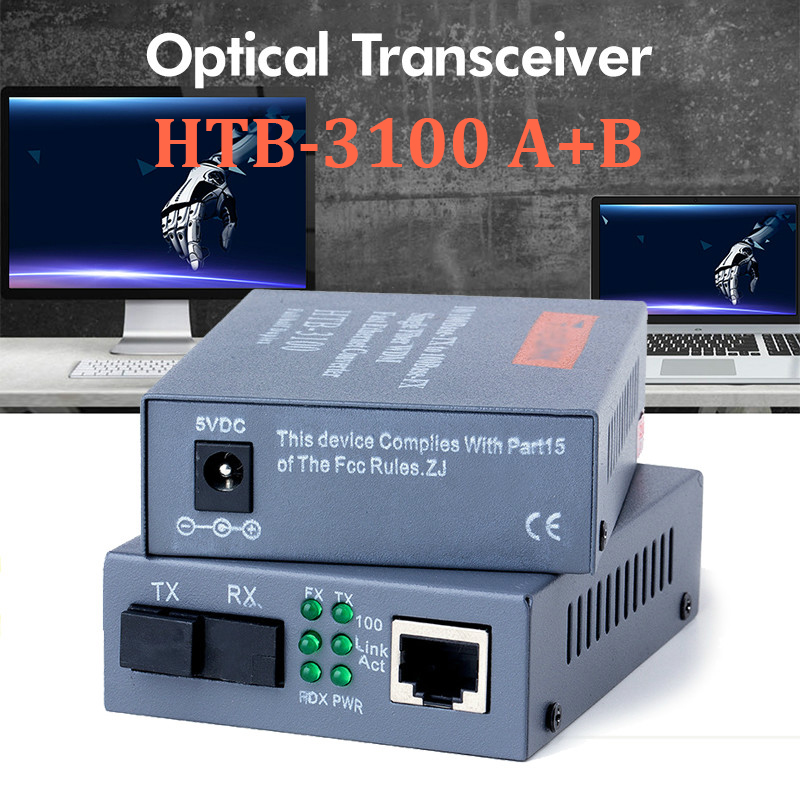 Jual HTB3100 A+B Fiber Optic Optical Media Converter HTB-3100 Netlink ...