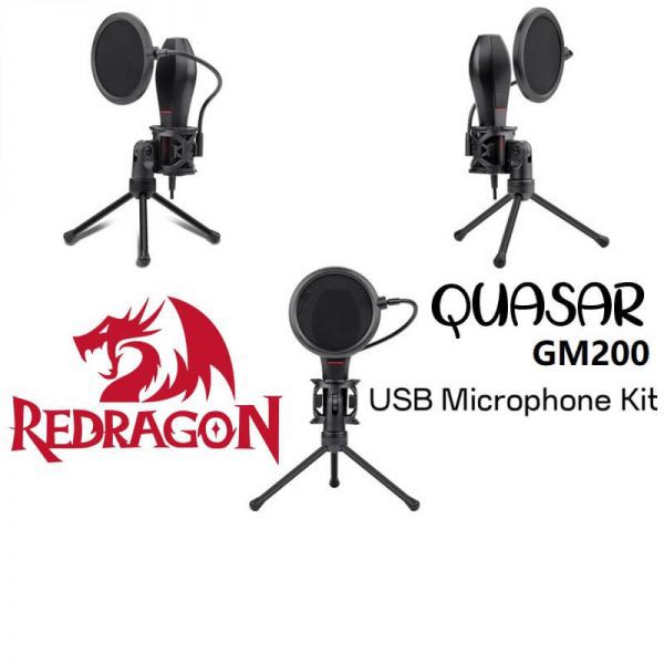 Microphone condenser Redragon USB Gaming Stream studio kit Quasar 2 GM200 - Mic for pc computer