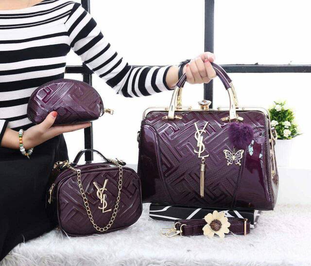 Tas YSL* Cozzy 8398 (3in1) wanita branded batam glossy fashion import