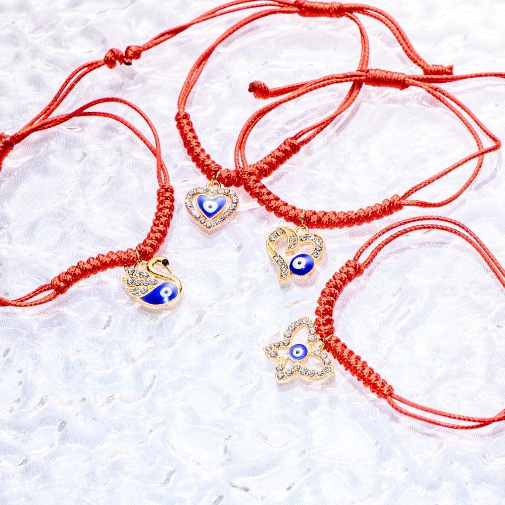 Gelang Tali Kepang Adjustable Dengan Charm Evil Eye Untuk Pasangan