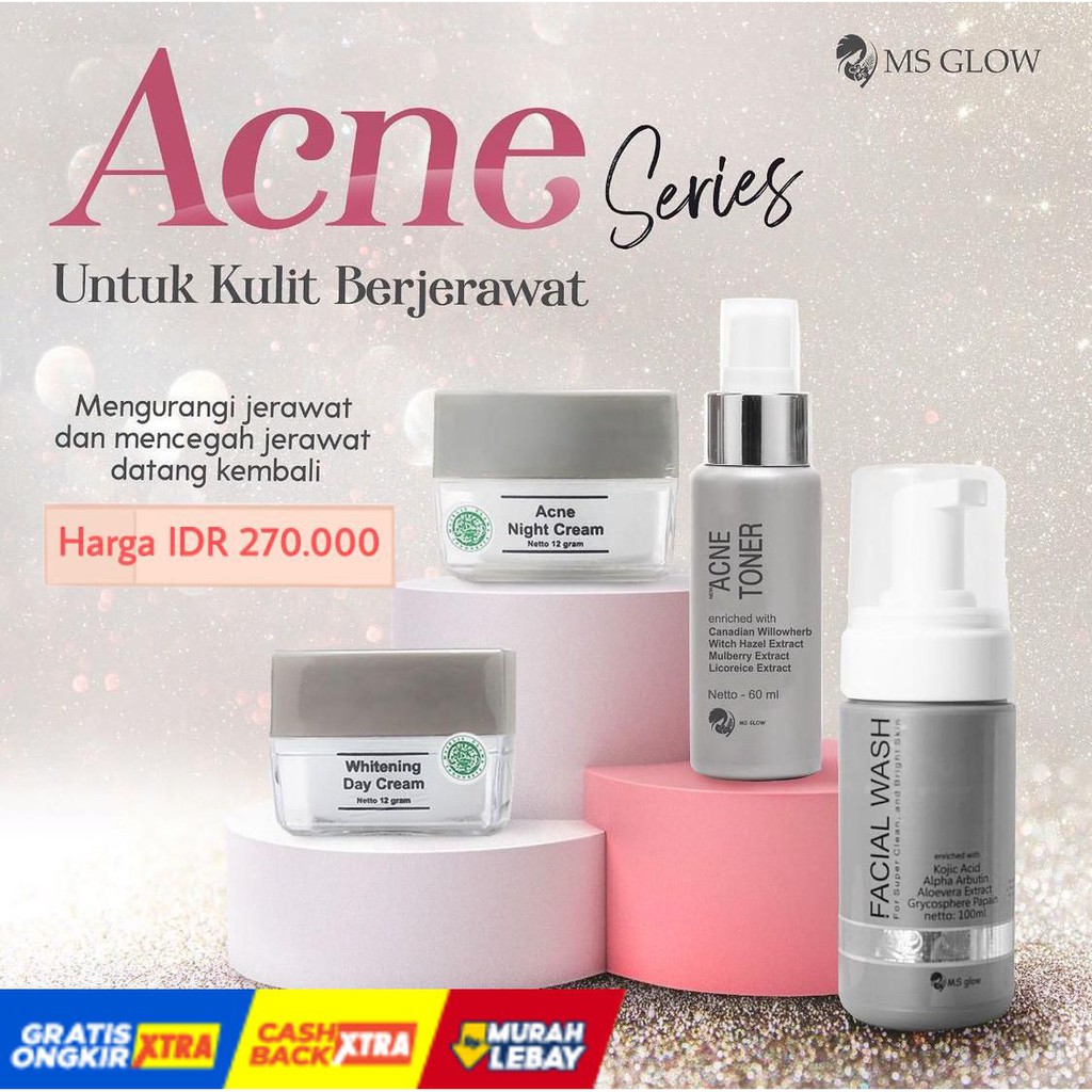 MS GLOW ACNE PAKET ORIGINAL FREE POUCH