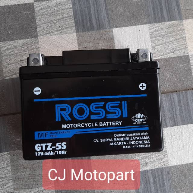 AKI KERING (SEMI) ROSSI GTZ5S 12V5Ah/10Hr BEAT KARISMA GARANSI 6BULAN