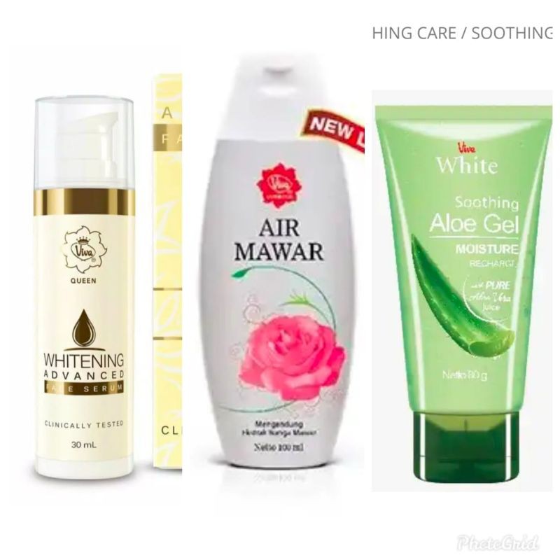 Paket Soothing Care Serum Whitening Aloe Vera Gel Air Mawar Viva