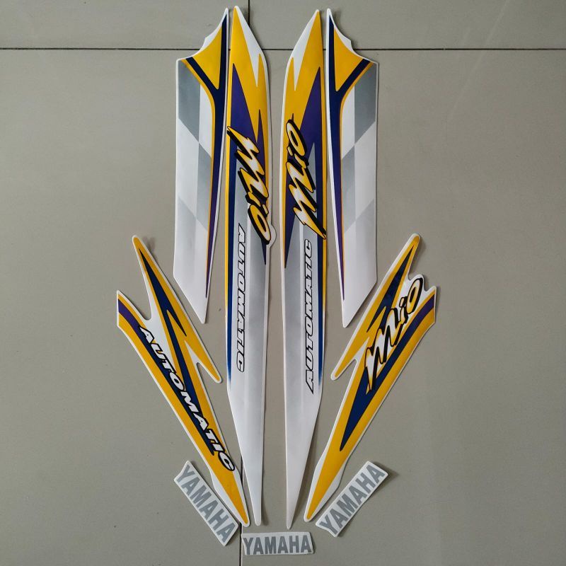 (BISA COD) Striping Mio Sporty 2004 Putih Lis Stiker Standar Ori Yamaha Mio sporty putih kuning 2003