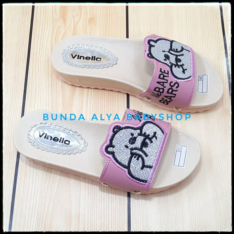 Sendal Anak Perempuan Usia 3 4 5 6 7 Tahun BEAR PINK SIze 26-35 - Sandal Anak Cewek FlipFlop