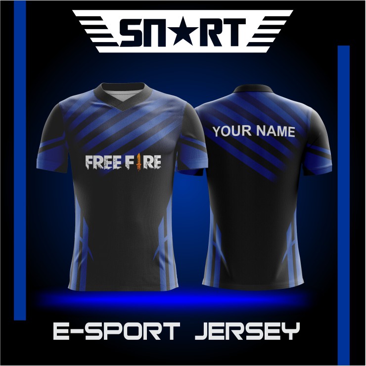 Jersey Free Fire Gaming Esport Squad Custom Printing Gratis Nama & Logo