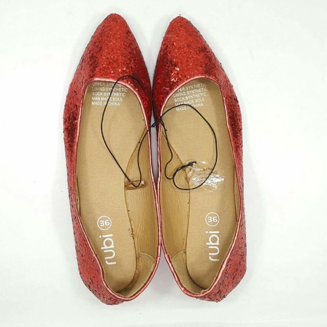 RUBI flat shoes red glitter original sale murah banget