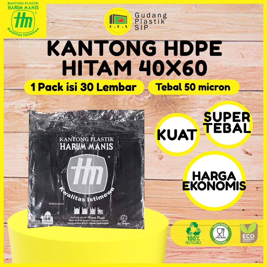 Kantong Plastik Kresek Hitam Tebal UK 40X60 HDPE