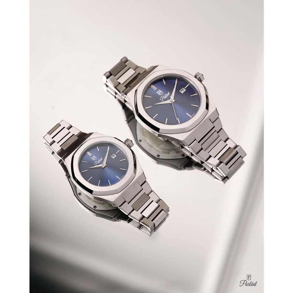 Jam Tangan Couple Parlent Palladium Femme Steel &amp; Palladium Arctic Steel