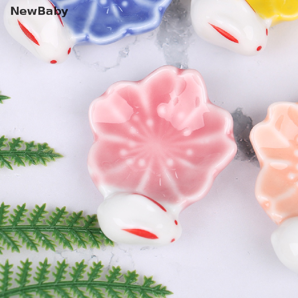Newbaby 1pc Stand Holder Sumpit / Pen Bentuk Kelinci Bahan Keramik