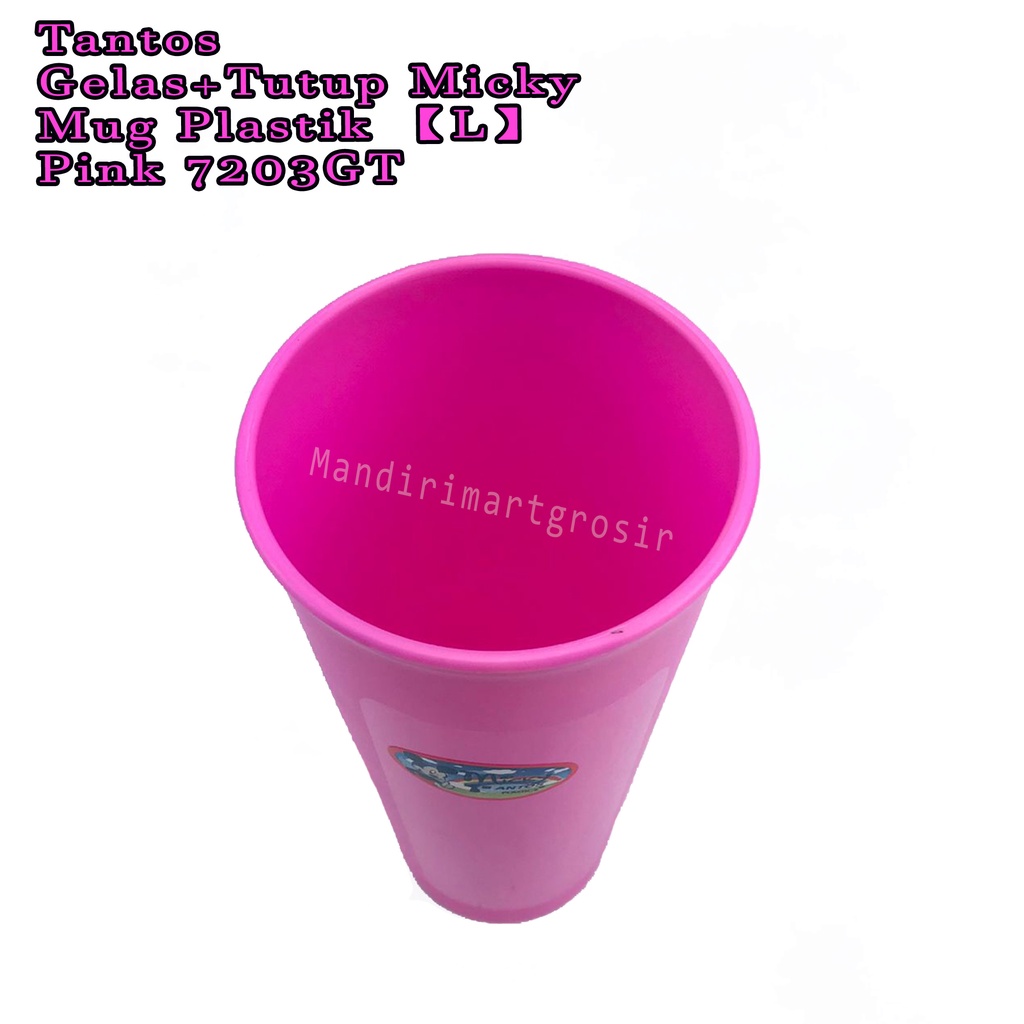 Gelas+Tutup Micky *Tantos * Mug Plastik (L) * Warna Pink 7203GT