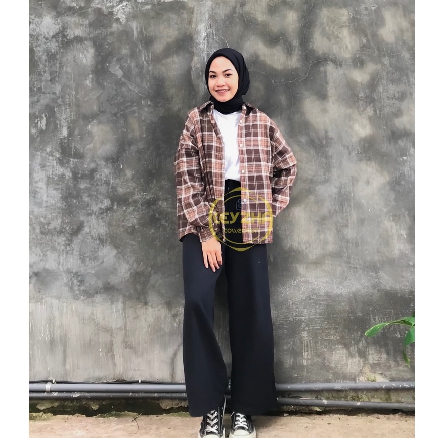 bianca kemeja tartan flanel