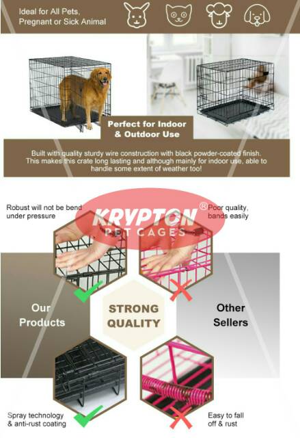 Kandang Lipat Tingkat Kucing Anjing - Besi Lipat 90x60x55 TINGKAT + RODA - BERAT 9KG
