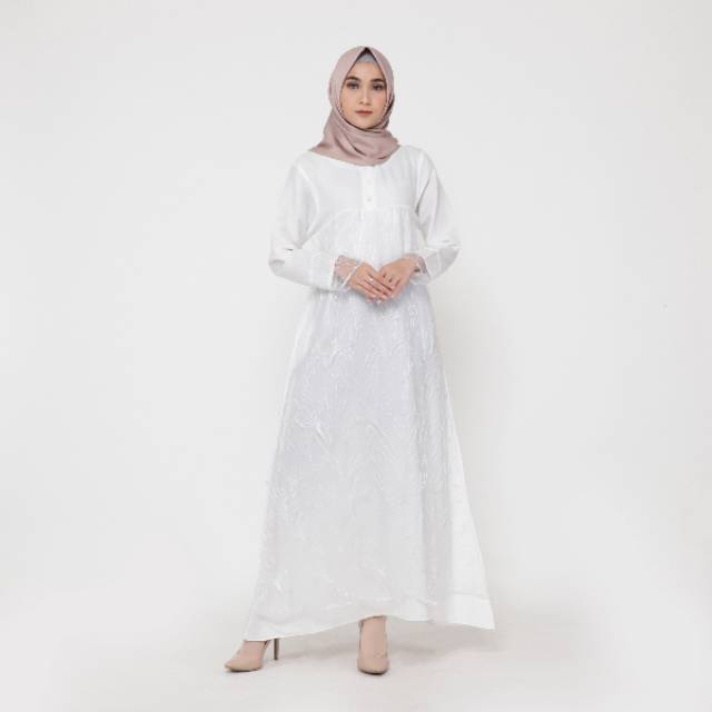 DRESS WHITE RAMADHAN FIT TO L DRESS PUTIH BRANDED TERBARU ORIGINAL