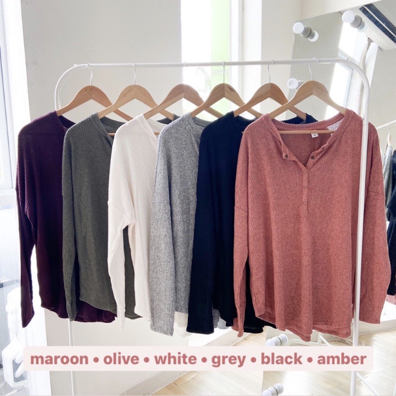 OLDNAVY WAFFLE KNITTED TOP - ATASAN SWEATER RAJUT ORIGINAL BRANDED-1