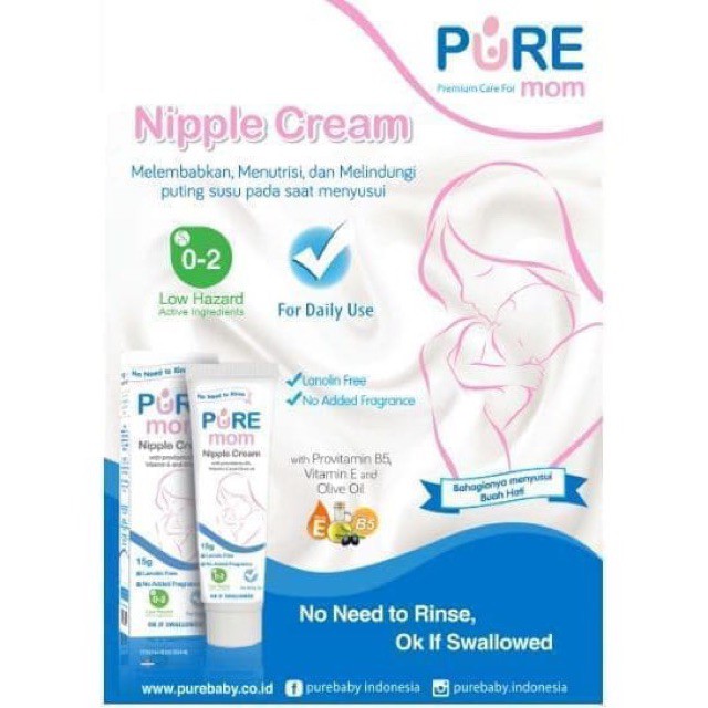 homimart I PURE Mom Nipple Cream 15gr 15 gr / Pure Baby Nipple Cream (Krim Pelembap Puting Ibu?