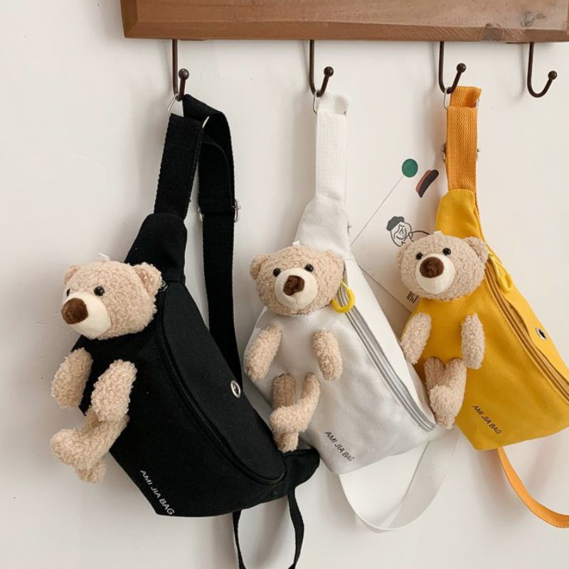 Tas Pinggang Waistbag Import Korea desain Boneka Beruang Lucu/Tas Punggung Beruang [READY Jakarta]