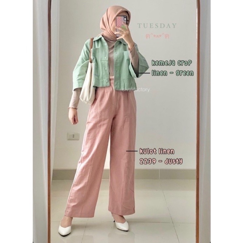 ZELANA KULOT LINEN IMPORT HIGWAIST WANITA - CULLOTE PANT | CELANA KULOT WANITA