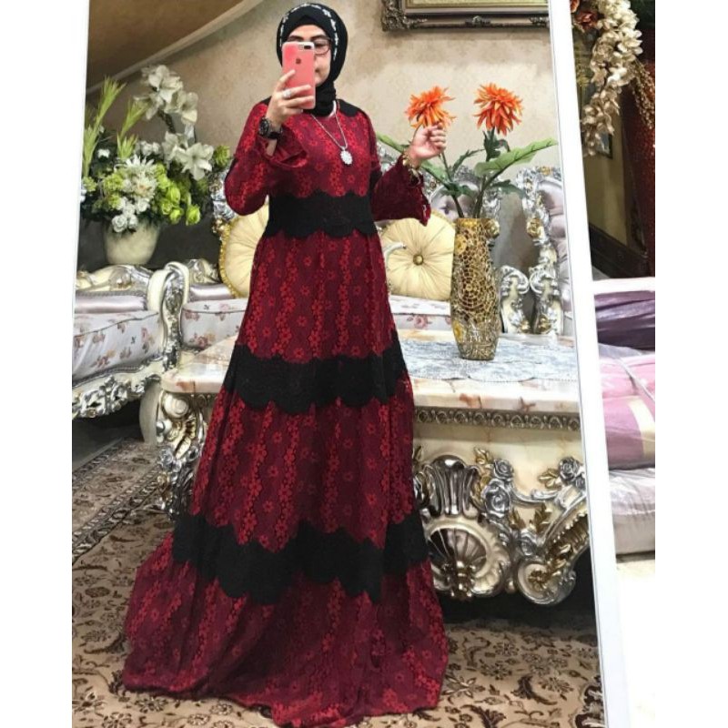 (COD)GAMIS LEBARAN EDITION/GAMIS BROKAT TINGKAT HIAS RENDA