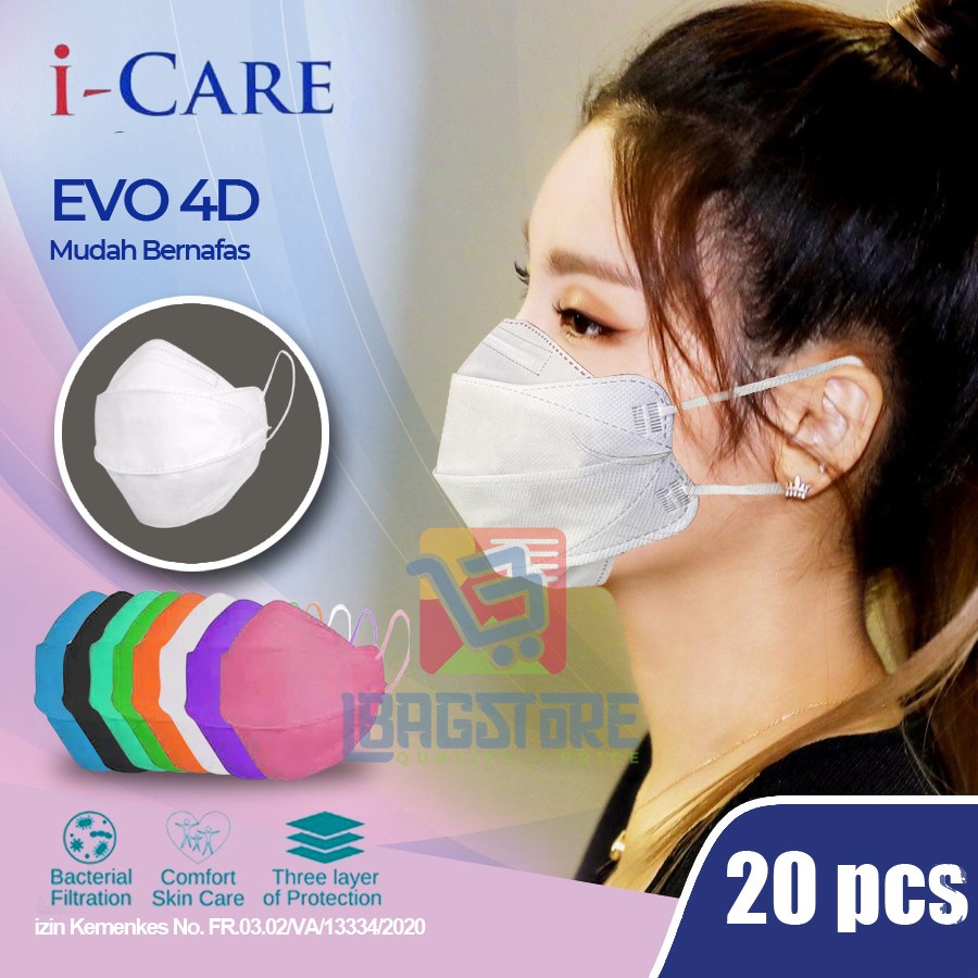 Masker 4D Kf94 EVO 3PLY KF 94 EVO PLUSmed  convex Warna cerah isi 20