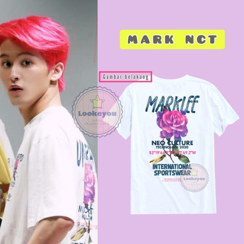 Mark Lee NCT Flower Pattern T-Shirt + Freebies