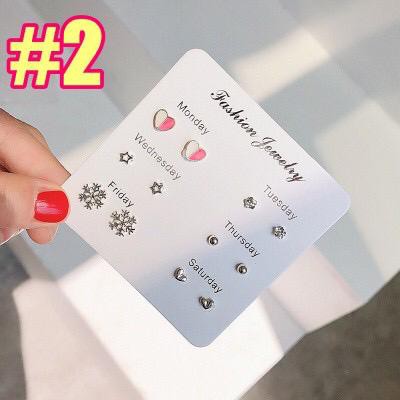 [Set 6 Pasang] Anting Gaya Korea Untuk Wanita Fashion Korea