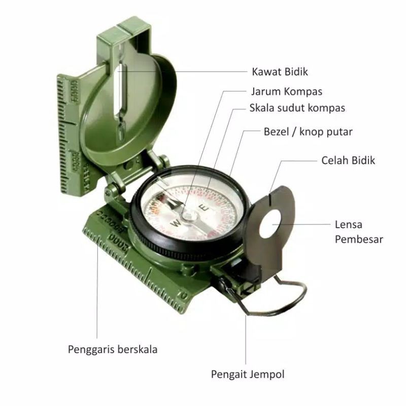 Kompas bidik lensatic penunjuk arah pramuka camping lensatik outdoor