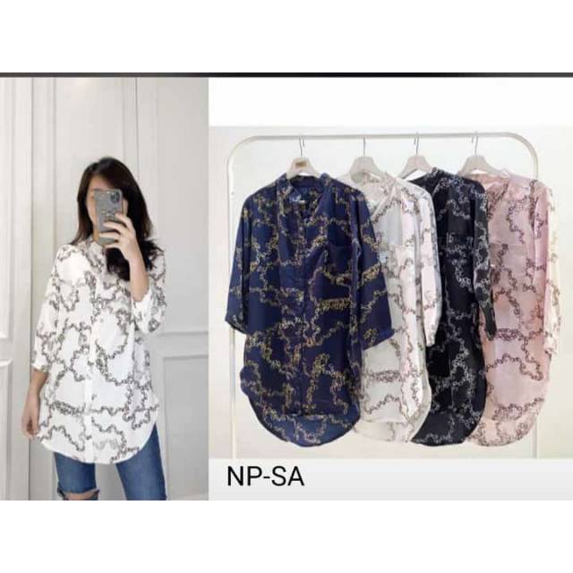Kemeja kurta motif rantai