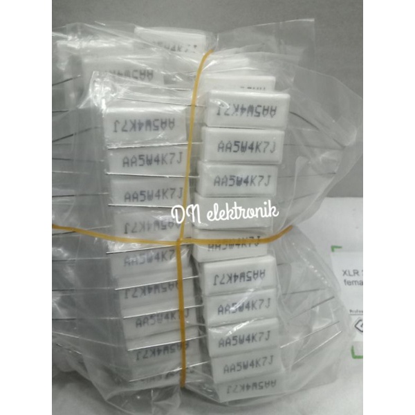 Resistor kapur  5watt 4k7 per 10pcs grosir termurah