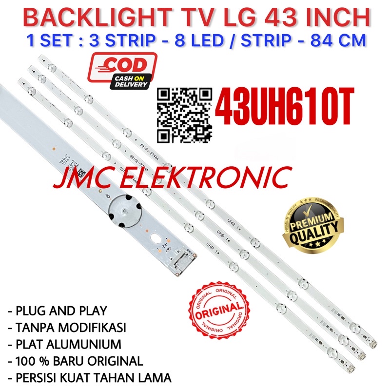 BACKLIGHT TV LG 43 INC 43UH610T 43UH610 43UH LAMPU BL 43IN 8K 3V UHD