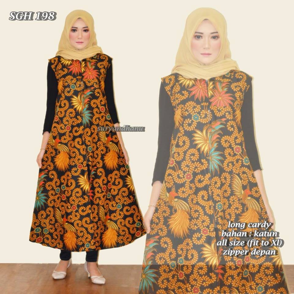 SGH 198 Long Cardy kardigan panjang outer batik wanita tanpa lengan