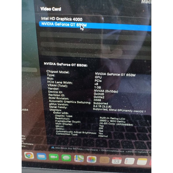 MACBOOK PRO 15 RETINA CORE I7 8GB SSD 256GB DUAL VGA NVIDIA LIKE NEW FULLSET