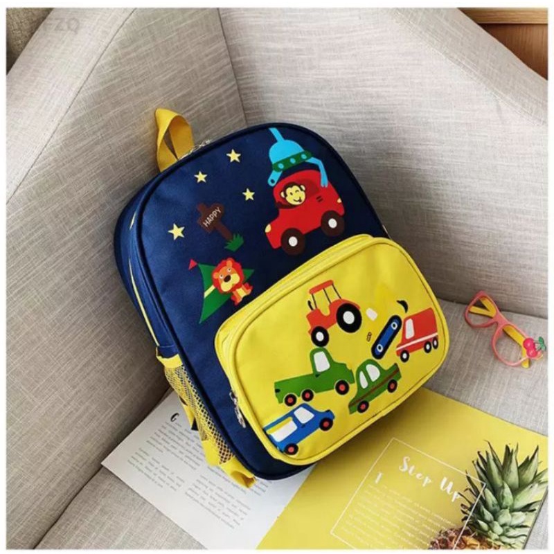 Tas ransel sekolah anak laki-laki dan perempuan PAUD TK SD motif CAR