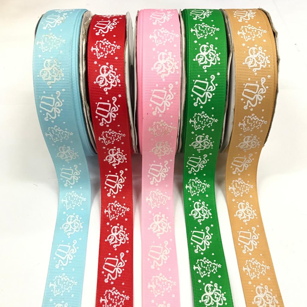 PITA KADO  HAMPERS | PITA GROSGRAIN MOTIF TREE + TEMA NATAL SIZE 2,5 CM