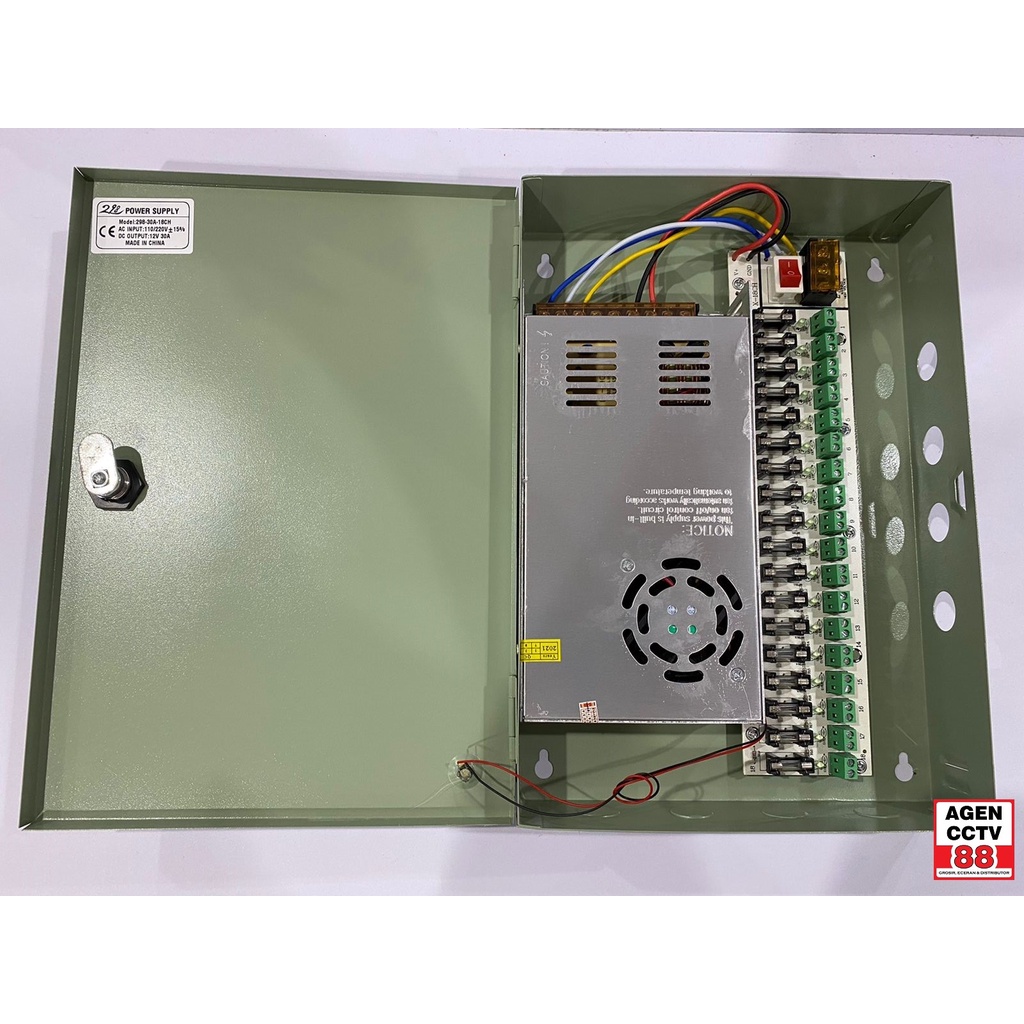 Power Supply PSU Box Panel DC 12V 30A Murni Adaptor CCTV 18CH