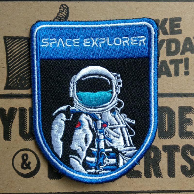 Bordir Astronot Space Explorer NASA Emblem Astronaut Apollo Alien USA Amerika Jaket Bomber Jeans Den