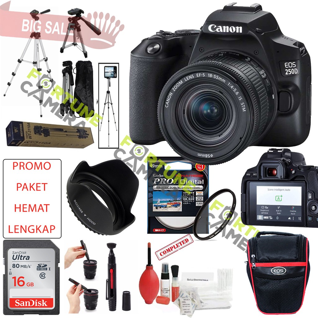 Canon EOS 250D Kit 18-55mm III Paket Hemat Lengkap