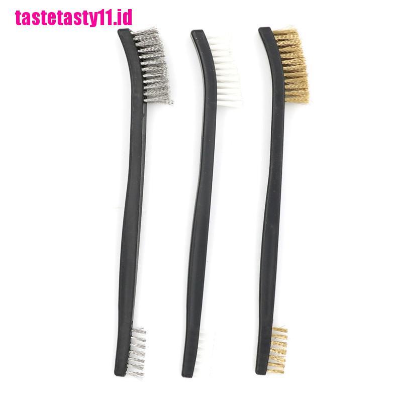 【TTID】3pcs Mini Stainless Steel Brass Nylon Wire Brush Set Cleaning Polish Tool