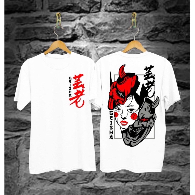 BAJU KAOS T SHIRT ATASAN DISTRO PRIA WANITA COWOK CEWEK GAMBAR TULISAN JEPANG JAPAN CINA GEISHA
