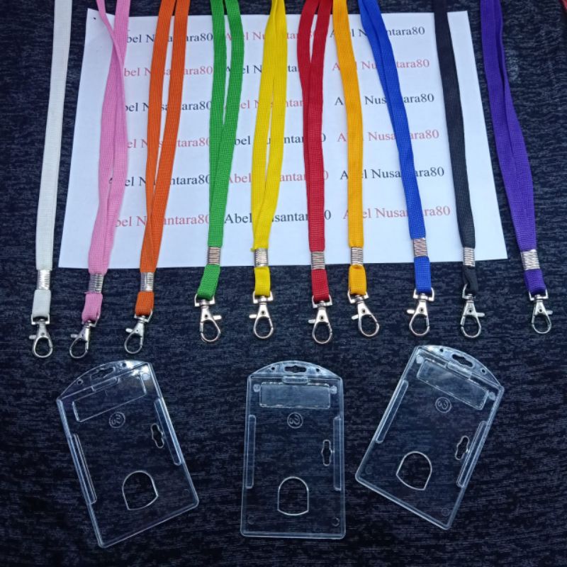 

Paket Casing ID Card Acrylic Bening 1 Sisi Ev Bes+Tali Pengait Besi 1cm
