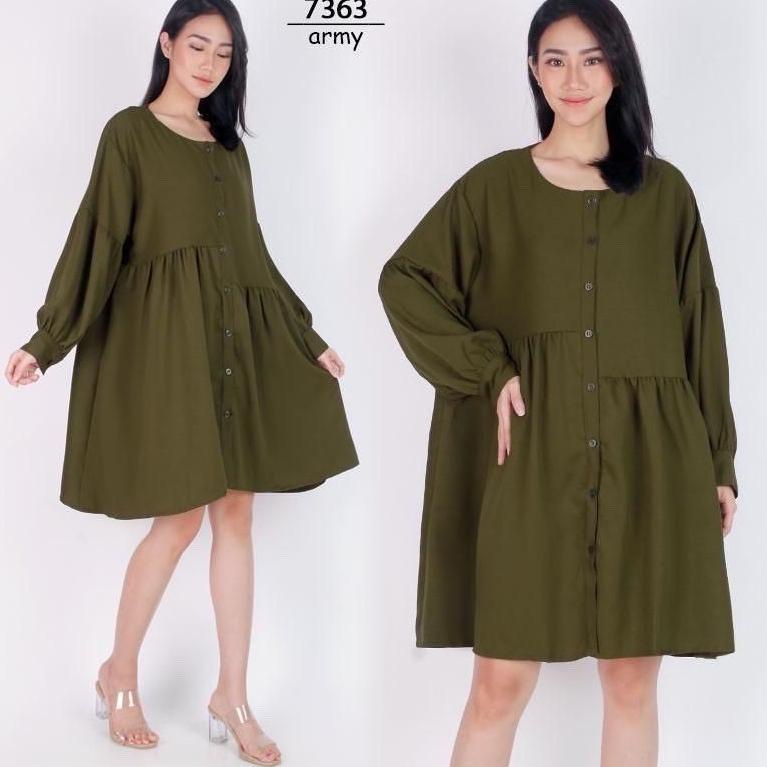 ☼ BAJU DRESS JUMBO BIG SIZE WANITA LENGAN PANJANG 7363 ibu hamil BUMIL XL XXL XXXL Kerja kantor PEST