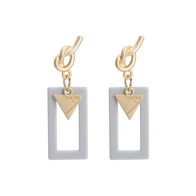 LRC Anting Tusuk Fashion Square Plate Geometric Earrings Alloy Knotted F33XXX