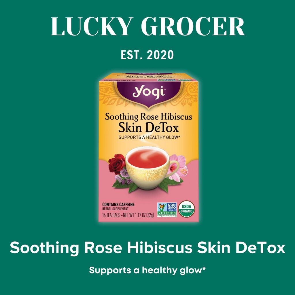 

Yogi Tea Soothing Rose Hibiscus Skin DeTox Teh DeTox Organik Herbal Sehat Bugar 12mg Caffeine