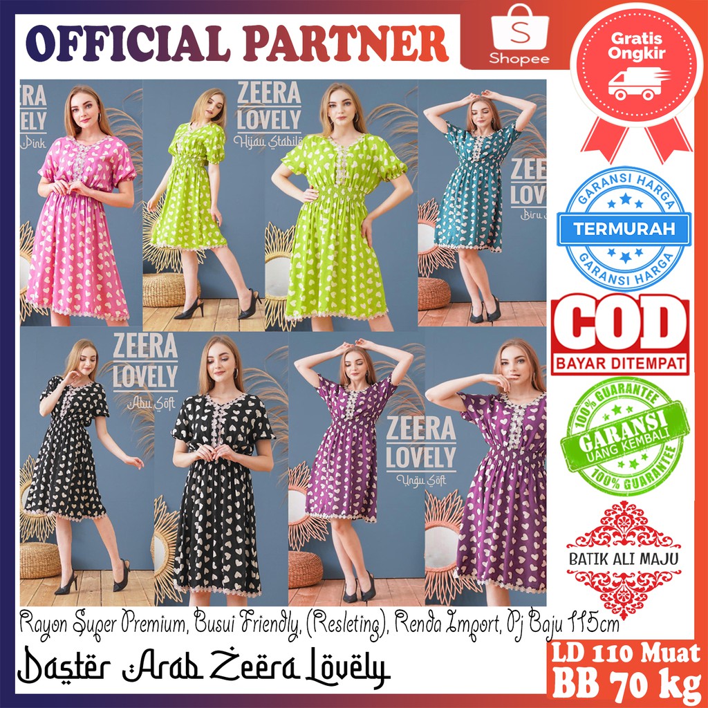 COD BAYAR DITEMPAT Daster Arab ZEERA LOVELY Renda Grosir Daster Murah Kekinian Terlaris DLUSIA TUNIK