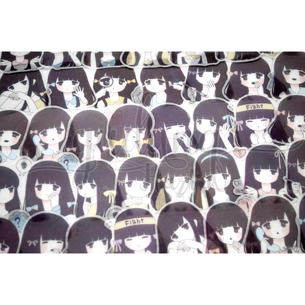 Stiker Washi Bisik Bisik Black Hair Cute Girl Sticker Orang Berbisik DIY Scrapbook GH 303104