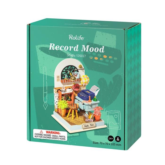 ROLIFE Robotime Record Mood Study DIY Miniature WOODEN Dollhouse DS017 Hobby Toy Collection