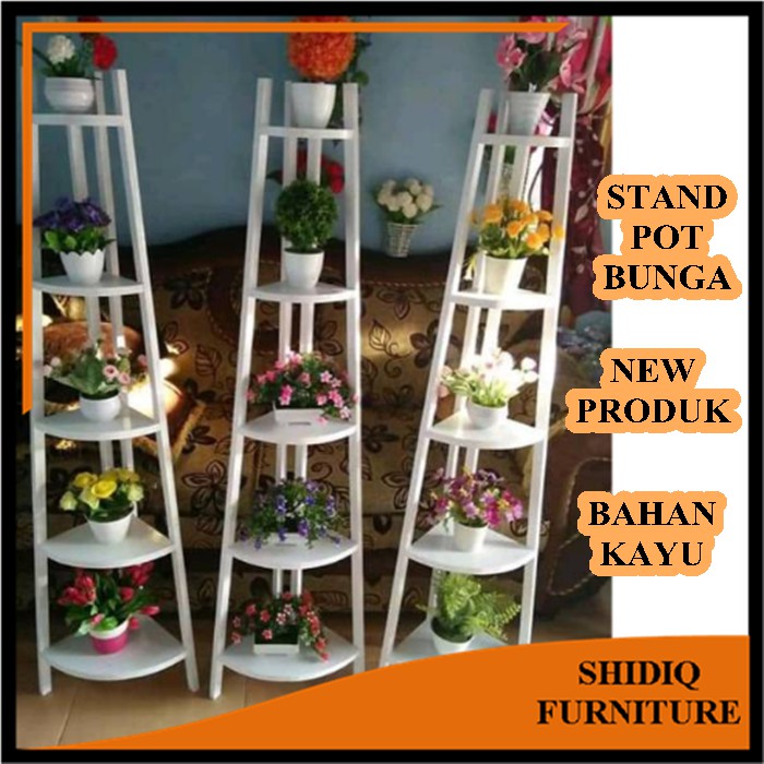 Rak Pot Bunga Minimalis Model Susun Bertingkat Dari Bahan Kayu Berkualitas Harga Murah Shopee Indonesia